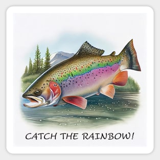 Catch the Rainbow! Rainbow trout fish watercolor image Sticker